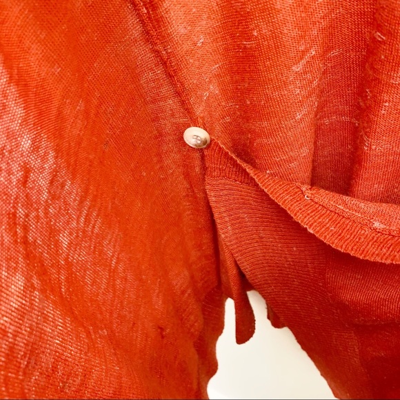 Anthropologie Moth Women’s Orange Pumpkin Open Oversized Thin Wrap Cardigan - Picture 6 of 12